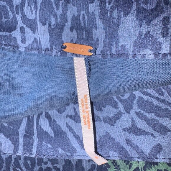 Free People Around The World Ruffle Pattern Mini Skirt Green And Blue Size 6 - Picture 3 of 11